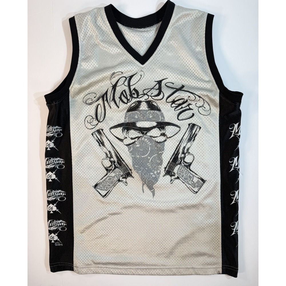 Mobstar Mesh Jersey Tank Top Streetwear Graphic Guns Bandana Size L